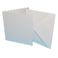 Craft UK Limited 50 Scallop Ivory 5x5 inch Cards 300gsm and Envelopes