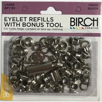 Birch Eyelet Kit with Tool 50/PK Silver