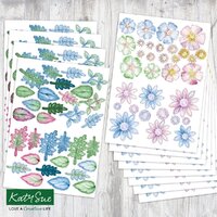 Katy Sue Icy Watercolour - Die Cut Flowers & Leaves