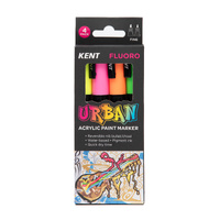 Kent Urban 3mm Paint Marker Set - Fluoro - Pack of 4