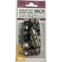 Birch Eyelet Kit with Tool 30/PK Black