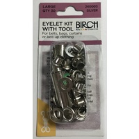Birch Eyelet Kit with Tool 30/PK Silver