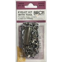 Birch Eyelet Kit with Tool 30/PK White