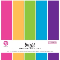 Colorbok 210gsm Smooth Cardstock 12x12 30 Pack Bright