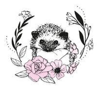 Sizzix Layered Clear Stamps Set 9PK Floral Hedgehog