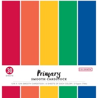 Colorbok 210gsm Smooth Cardstock 12x12 30 Pack Primary