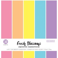 Colorbok 210gsm Smooth Cardstock 12x12 30 Pack Fresh Blossoms