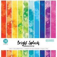 Colorbok 210gsm Cardstock 12X12 30/Pk Watercolor Bright Splash