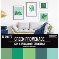 Colorbok 210gsm Cardstock 12X12 30 Pack Green Promenade