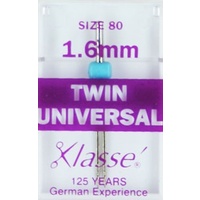 Klasse Universal Twin Needles 1.6mm Size 80/12 