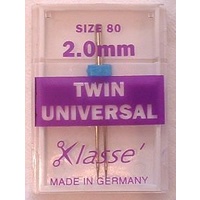 Klasse Universal Twin Needles 2.0mm Size 80/12 