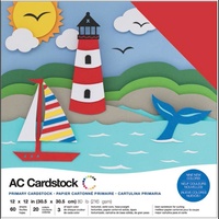 American Crafts 12x12 CARDSTOCK 60 Sheets 216gsm Primaries