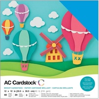 American Crafts 12x12 CARDSTOCK 60 Sheets 216gsm Brights
