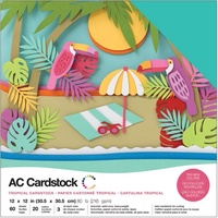 American Crafts 12x12 CARDSTOCK 60 Sheets 216gsm Tropicals 