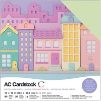 American Crafts 12x12 CARDSTOCK 60 Sheets 216gsm Pastels