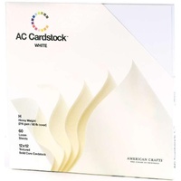 American Crafts 12x12 CARDSTOCK 60 Sheets 216gsm White