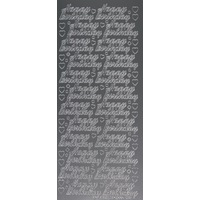 Happy Birthday Self Adhesive Peel Off Stickers SILVER