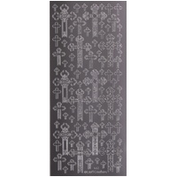 Peel Off Sticker Religion Decorative Crosses SILVER