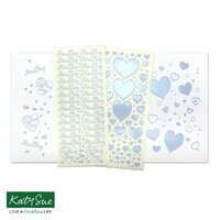 Hearts and Its A Boy Baby Blue Self Adhesive Peel Off Stickers 2/Pk