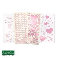 Hearts and Its A Girl Baby Pink Self Adhesive Peel Off Stickers 2/Pk