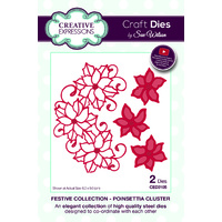Sue Wilson Dies Festive Collection Poinsettia Cluster CED3105