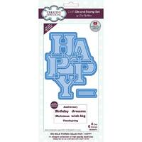 Sue Wilson Big Bold Words Happy Craft Die & Stamp Set CEDSD010