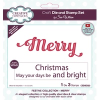 Sue Wilson Die & Stamp Set Festive Collection Merry CEDSD023