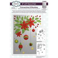 Creative Expressions Poinsettias & Baubles Companion Colouring Stencil 6 in x 8 in 2pk - CEST169