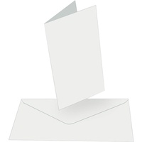 50 Blank White Tall Slimline Cards 10.5cm x 21cm and Envelopes 240gsm