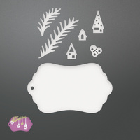 Couture Creations Dies Be Merry Christmas Scene Tag Set 