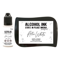 Couture Creations Alcohol Ink Stayz in Place Alcohol Ink Pad with Reinker Arctic White Pearlescent