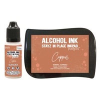 Couture Creations Alcohol Ink Stayz in Place Alcohol Ink Pad with Reinker Copper Pearlescent