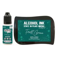 Couture Creations Alcohol Ink Stayz in Place Alcohol Ink Pad with Reinker Forest Green Pearlescent