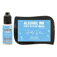 Couture Creations Alcohol Ink Stayz in Place Alcohol Ink Pad with Reinker Baby Blue Pearlescent