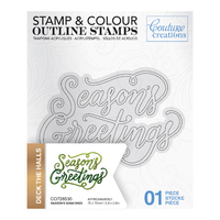 Couture Creations Stamp Deck the Halls Season's Greetings Outline (1pc)