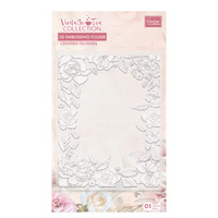 Couture Creations Embossing Folder 5x7 Vintage Tea Collection - Centred Flowers