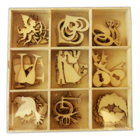 Wood Mini Themed Embellishments Wedding 45Pk