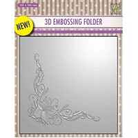 Nellie Snellen 3D Embossing Folder 6x6 Poinsettia Corner EF3D006