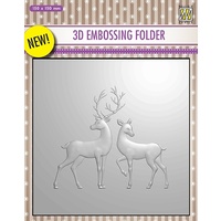 Nellie Snellen 3D Embossing Folder 6x6 Reindeers EF3D008