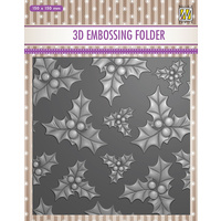 Nellie Snellen 3D Embossing Folder 6x6 Holly Leaves & Berries EF3D014
