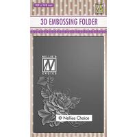 Nellie Snellen 3D Embossing Folder Rose Corner 2 EF3D021