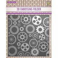 Nellie Snellen 3D Embossing Folder 6x6 Cog Wheels EF3D032