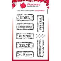 Woodware Clear Christmas Junk Labels 3 in x 4 in Stamp FRM068