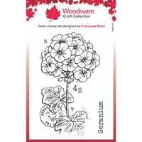 Woodware Clear Singles 3” x 4” Stamp - Mini Geranium - FRM079