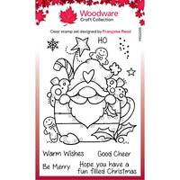 Woodware Clear Singles Gnome Christmas Cup 4 in x 6 in Stamp Set FRS1005