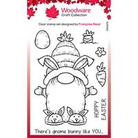 Woodware Clear Singles Bunny Gnome 4 in x 6 in Stamp FRS976