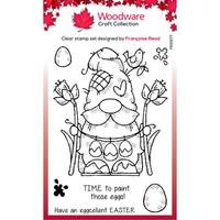 Woodware Clear Singles Egg Painting Gnome 4 in x 6 in Stamp FRS977
