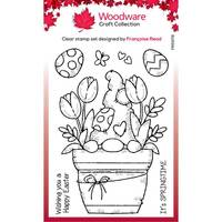 Woodware Clear Singles Flower Pot Gnome 4 in x 6 in Stamp FRS978
