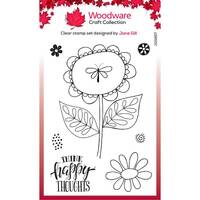 Woodware Clear Singles Petal Doodles Happy Thoughts 4 in x 6 in Stamp Set JGS857