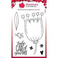 Woodware Clear Singles Petal Doodles Take Care 4 in x 6 in Stamp Set JGS861